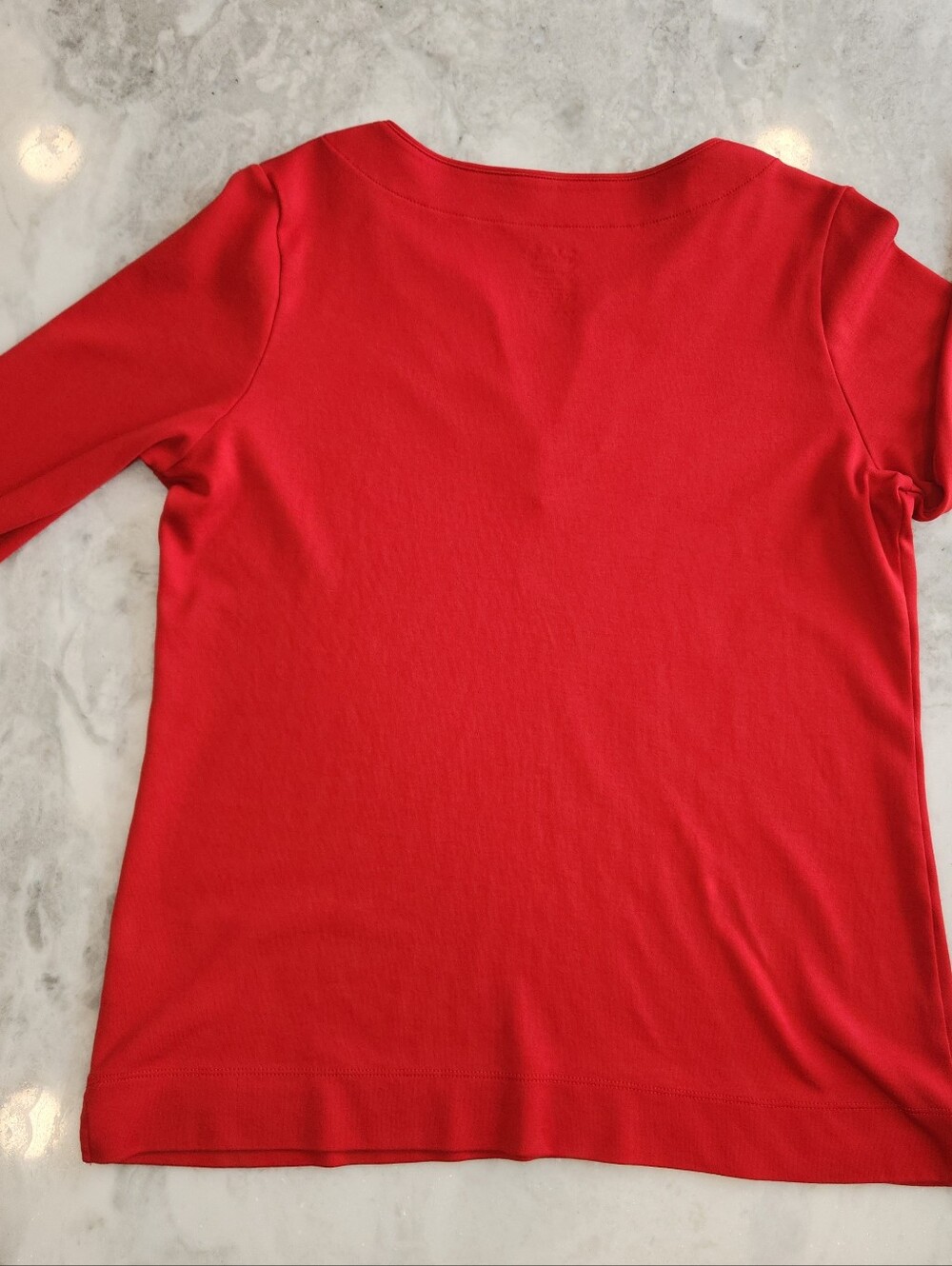 LL Beans Women's Pima Cotton Tunic 3/4 Sleeves With Split Neck - Picture 7 of 7